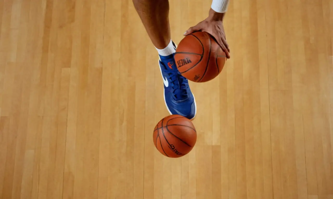 Terrain de basket animé avec joueur concentré