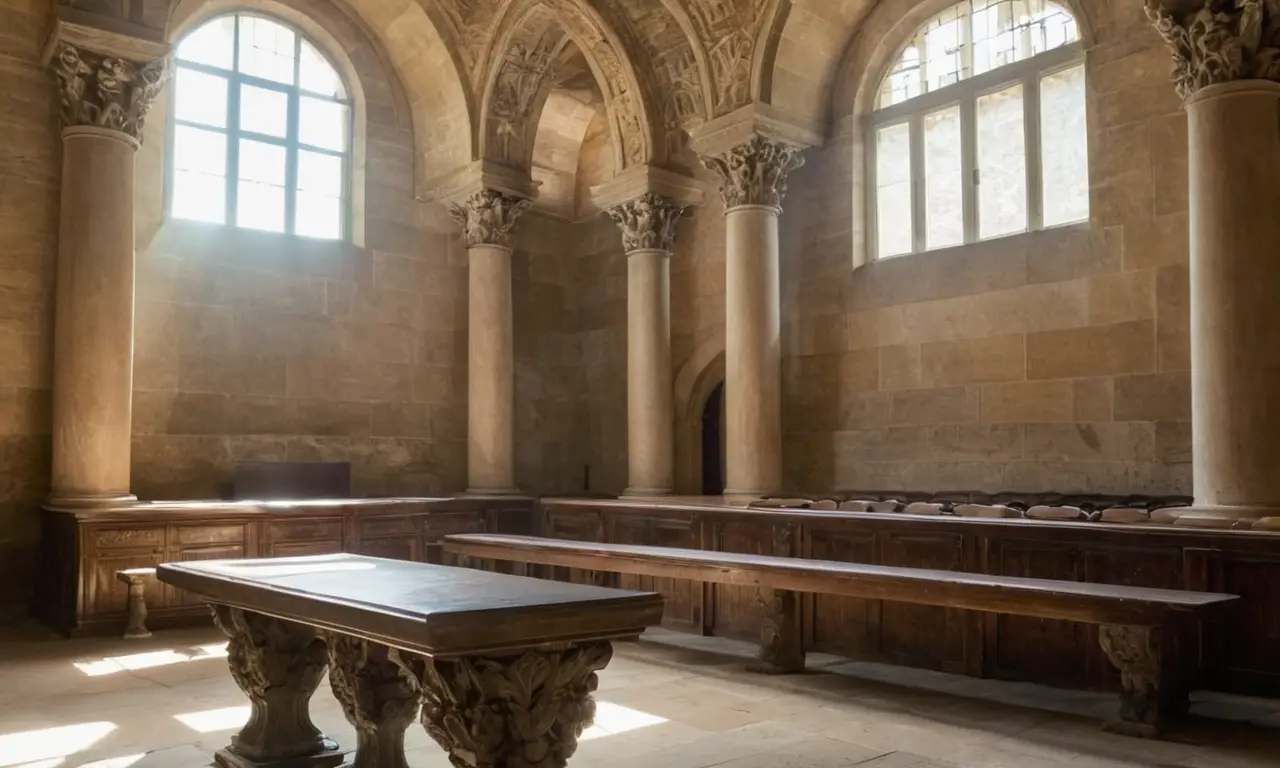 Salle de tribunal romain, ambiance historique