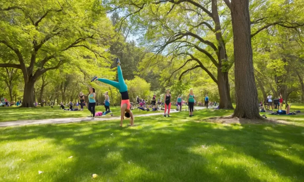 Parc animé avec activités et joie communautaire