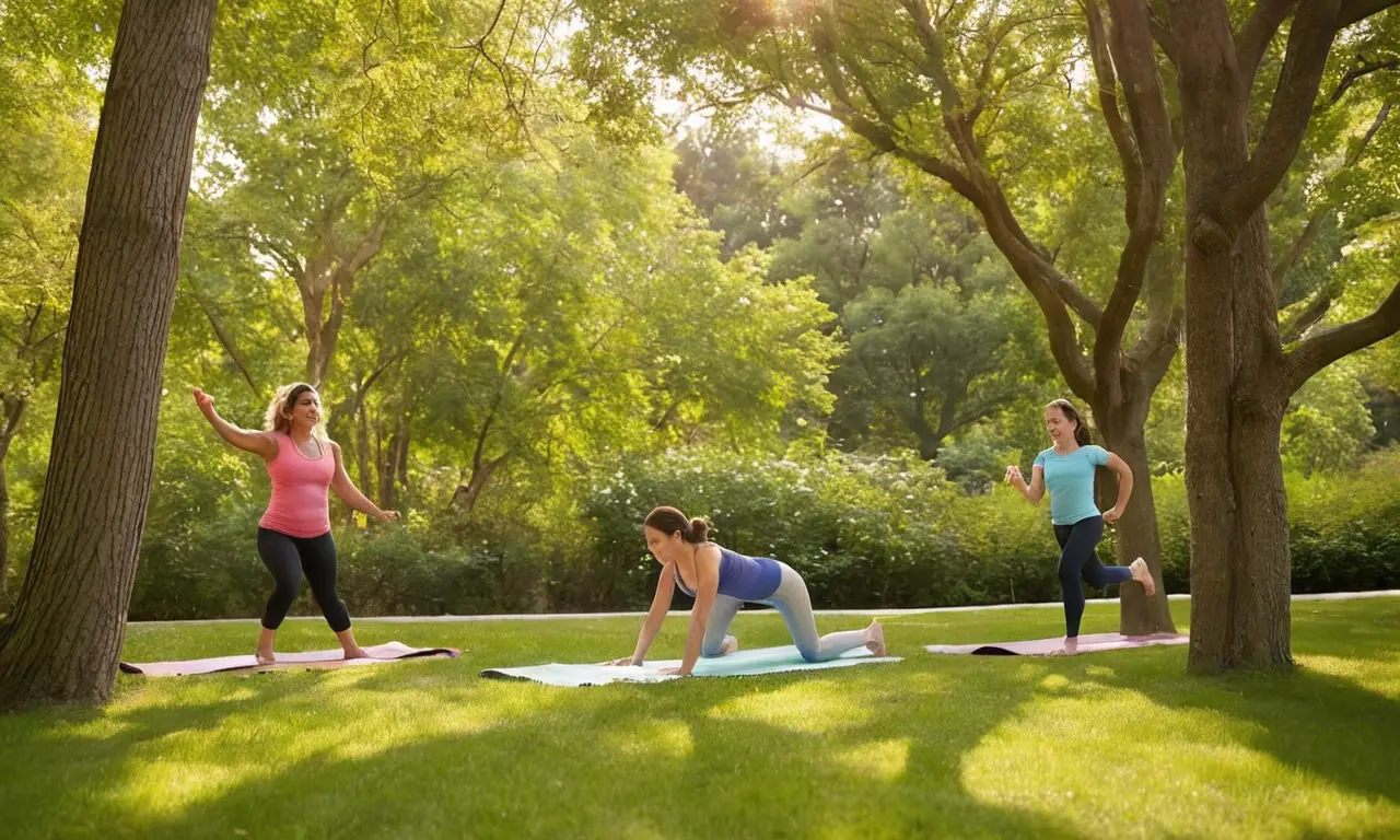 Scène de parc ensoleillé avec activités dynamiques