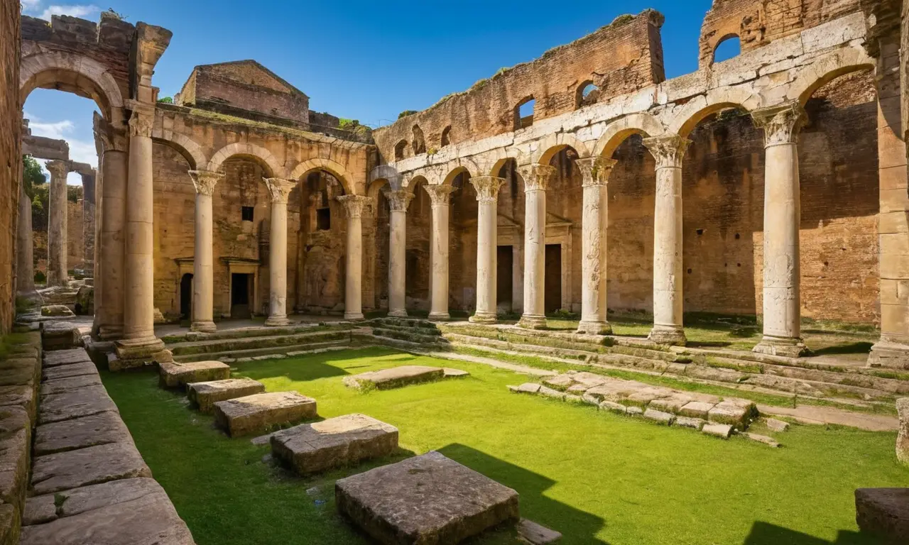 Forum romain vivant avec architecture majestueuse