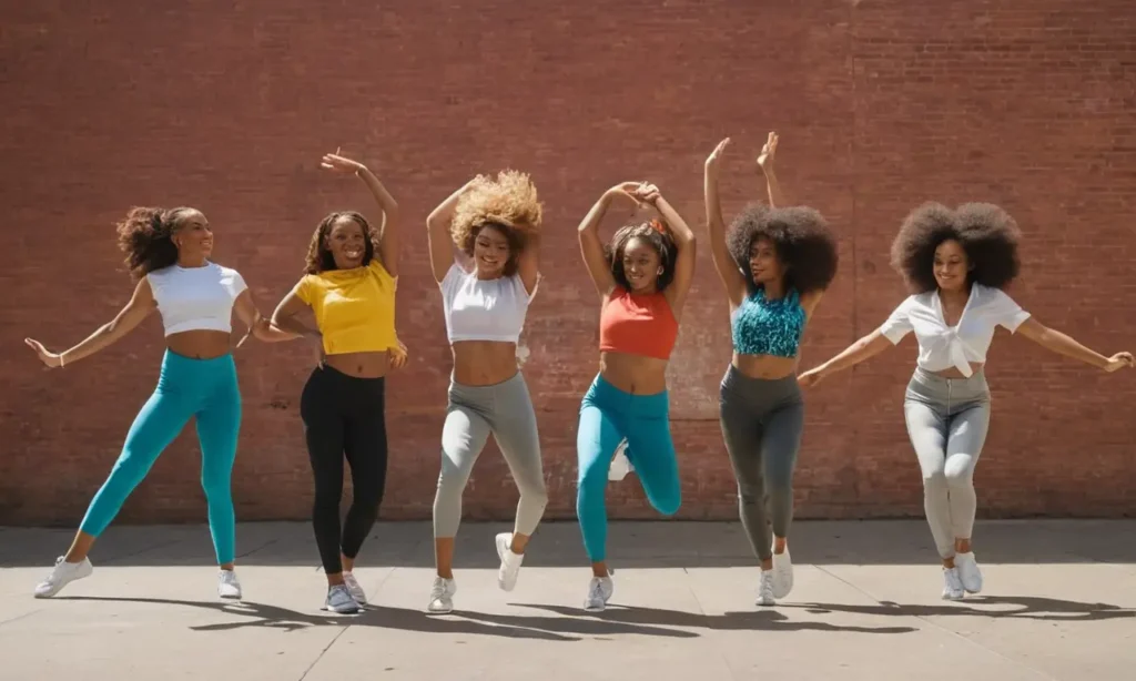 Scène urbaine dynamique avec danseurs colorés