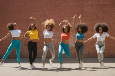 Scène urbaine dynamique avec danseurs colorés