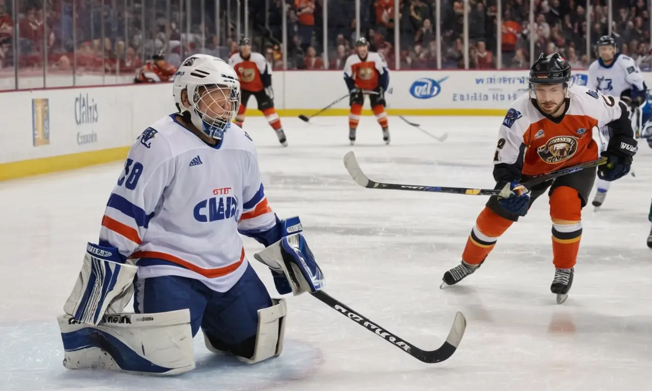 Scène animée de hockey sur glace intense