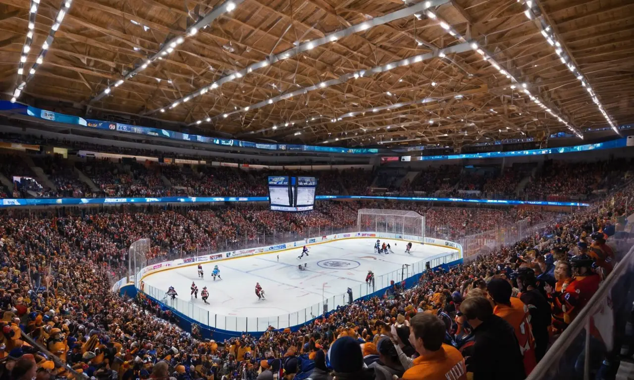Patinage de hockey intense sur glace