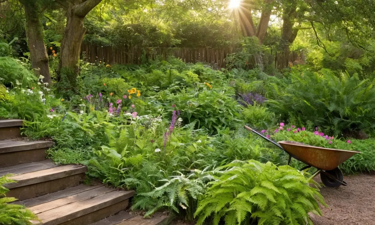 Un jardin luxuriant plein de fleurs et de calme