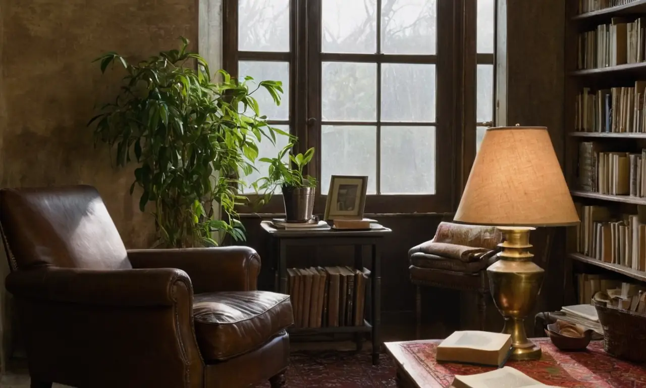 Une pièce chaleureuse avec livres et café