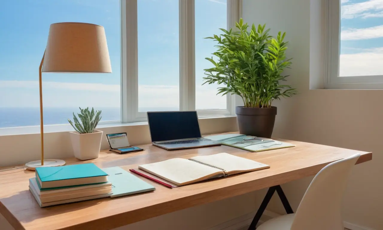 Bureau lumineux, organisé et propice au travail