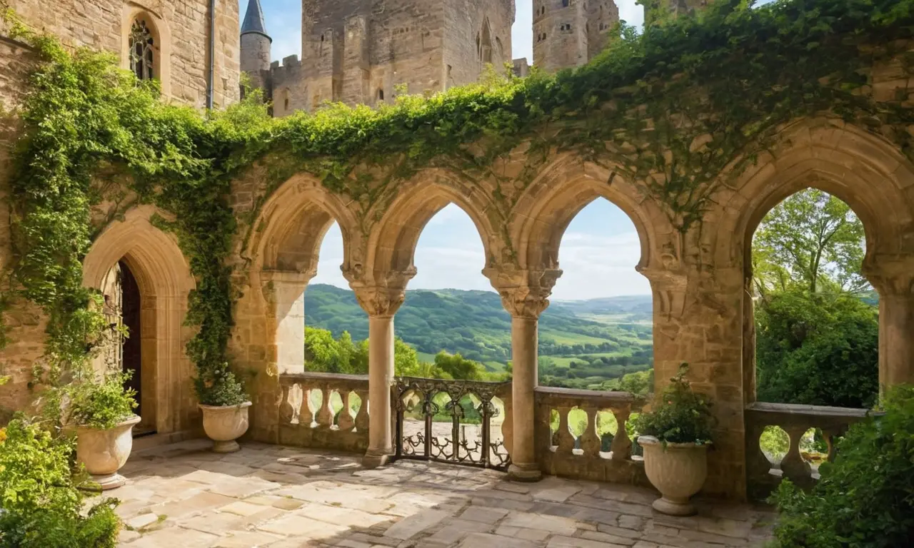 Château médiéval majestueux entouré de nature