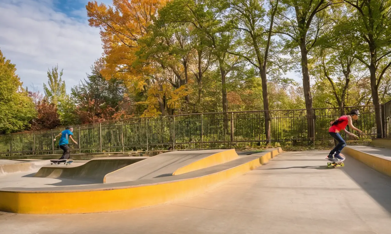 Skateurs dynamiques dans un parc vibrant