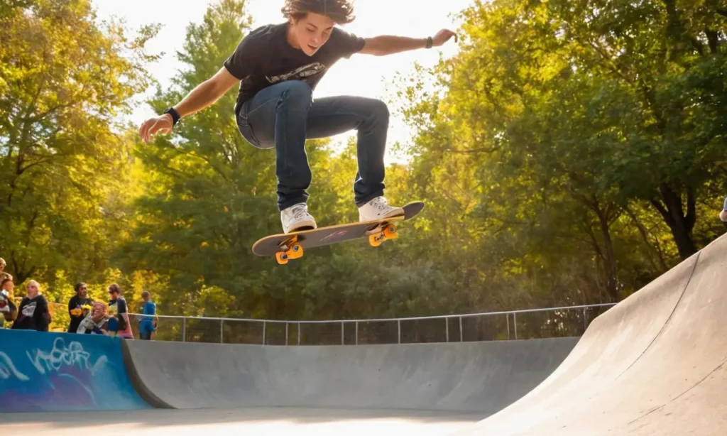 Scène dynamique de skatepark pleine d’énergie