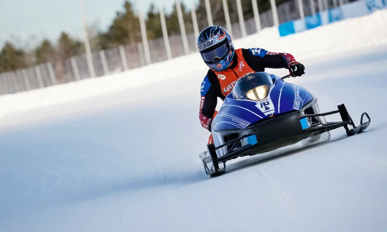 Ski de skeleton brillant sur piste gelée