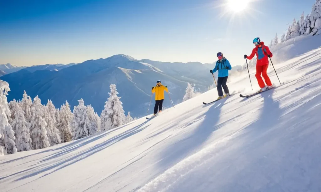 Montagne enneigée animée par des skieurs