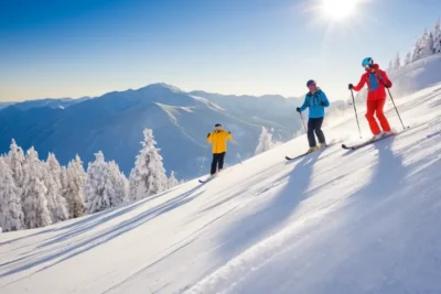 Montagne enneigée animée par des skieurs