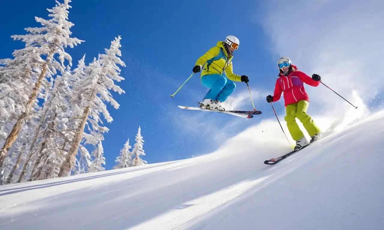 Skiers en action sur une montagne enneigée