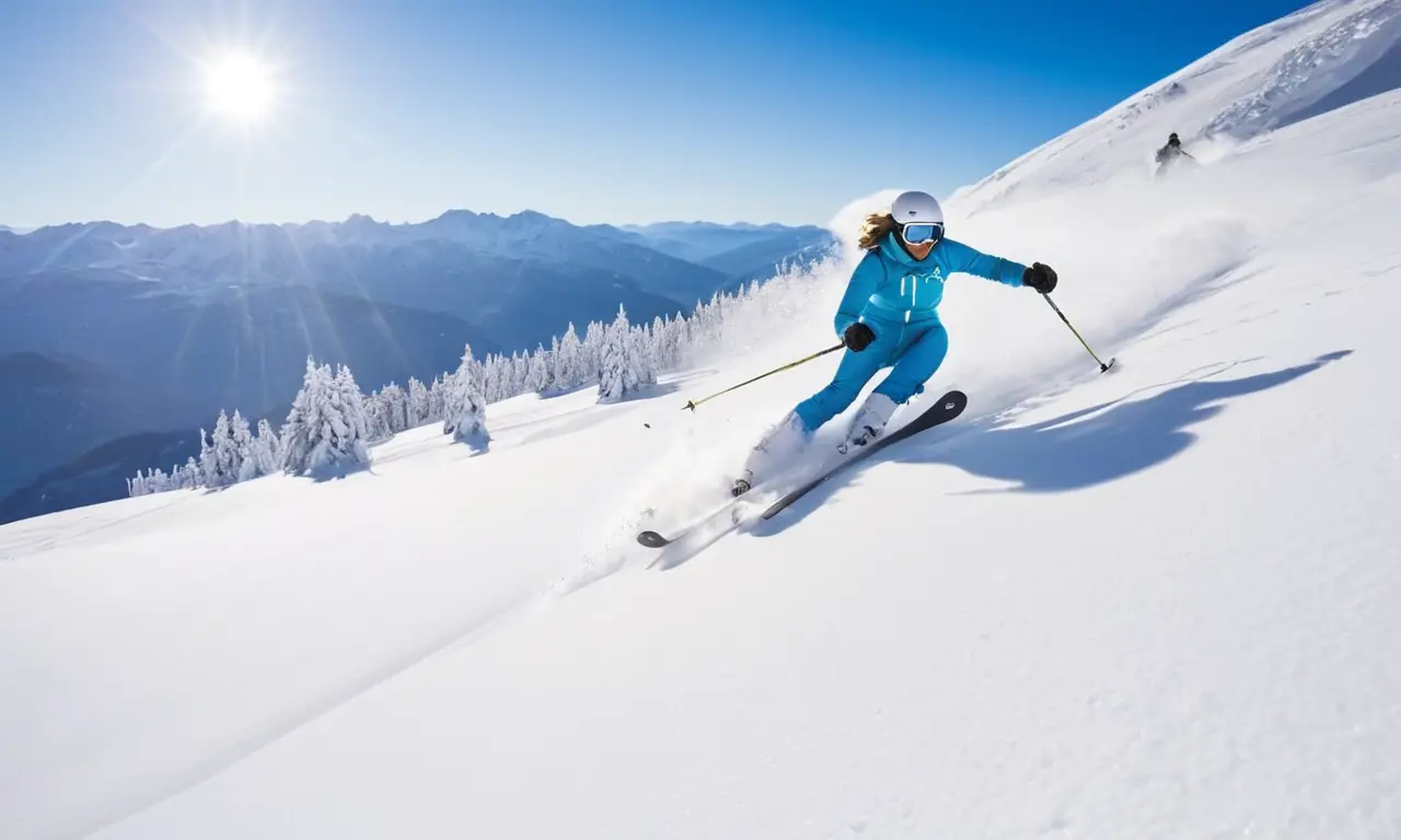 Skiers vibrant sur une montagne enneigée