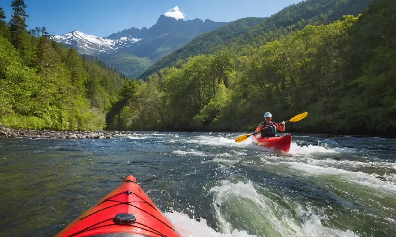 Scène tranquille de kayak sur rivière