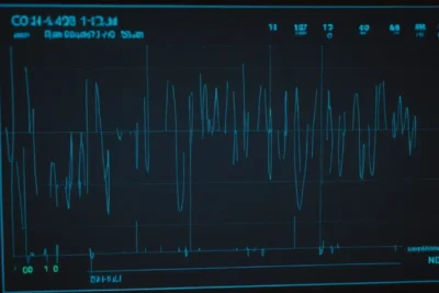 Vague sonore sur oscilloscope dans un laboratoire
