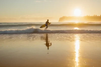 Surf et mer créent une scène vibrante