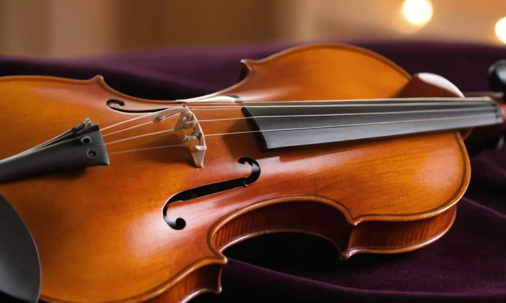 Un violon en bois sur un velours