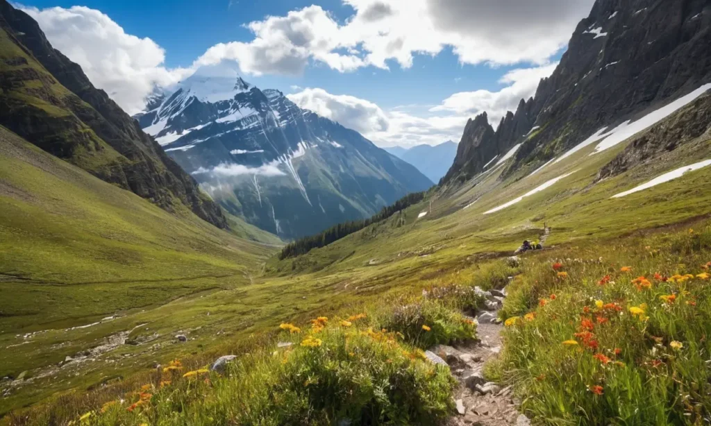 Paysage montagnard vibrant et pleine daventure