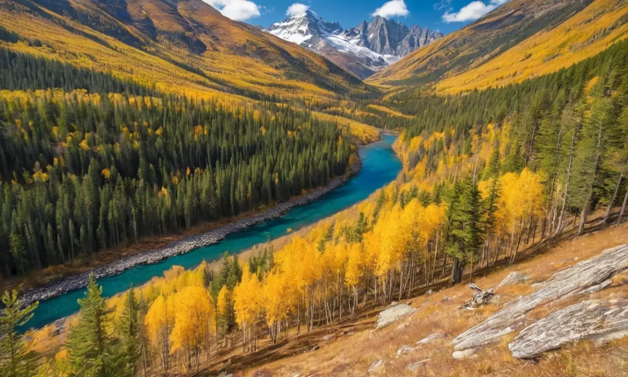 Paysage montagneux splendide avec aventuriers joyeux