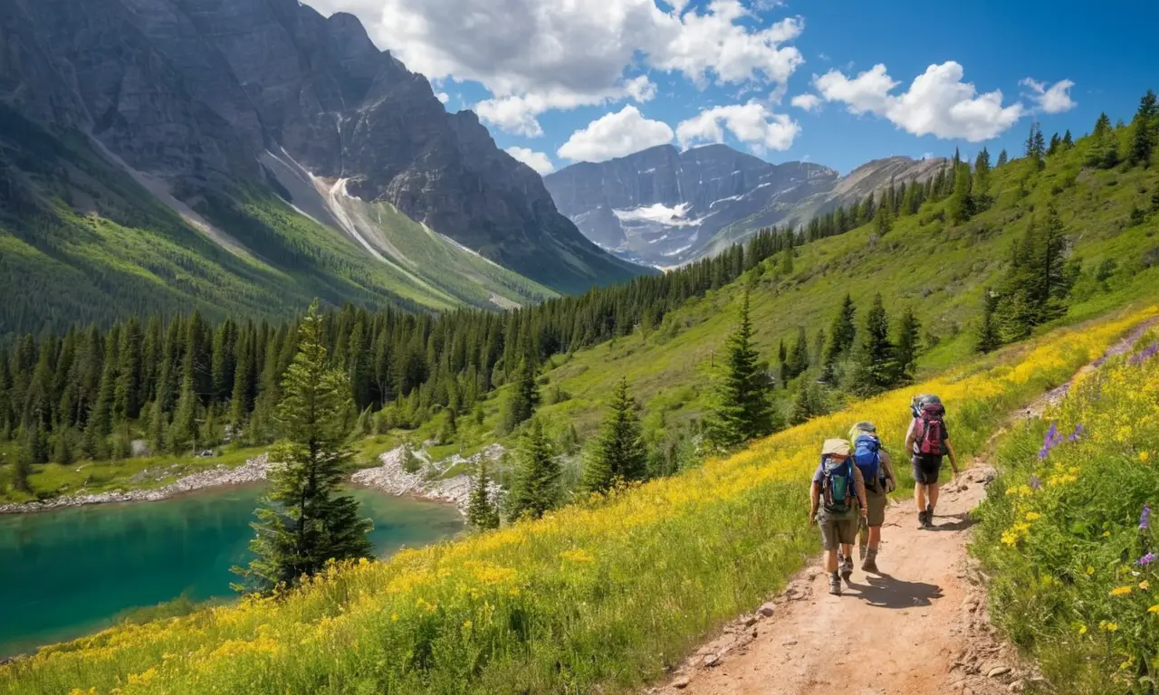 Un paysage vibrant avec aventuriers en action