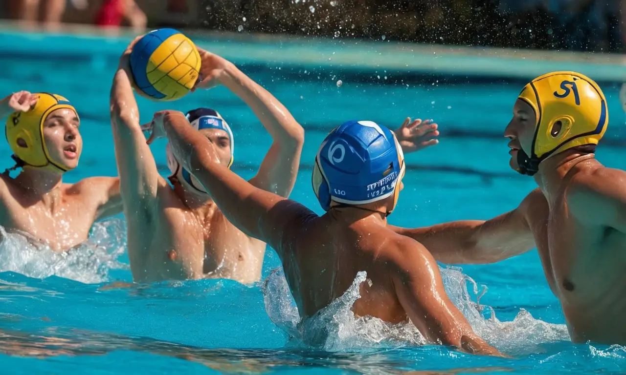 Compétition intense de water-polo sous le soleil