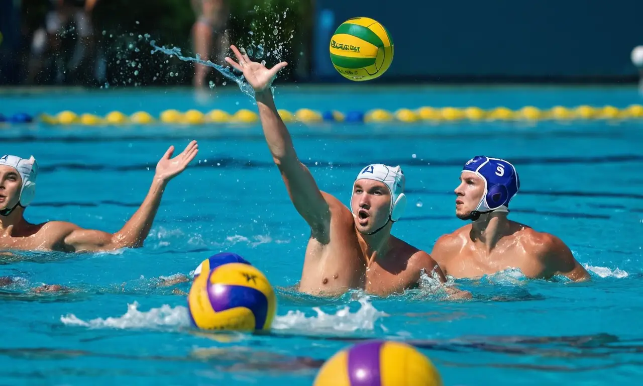Une piscine animée, joueurs de water-polo en action