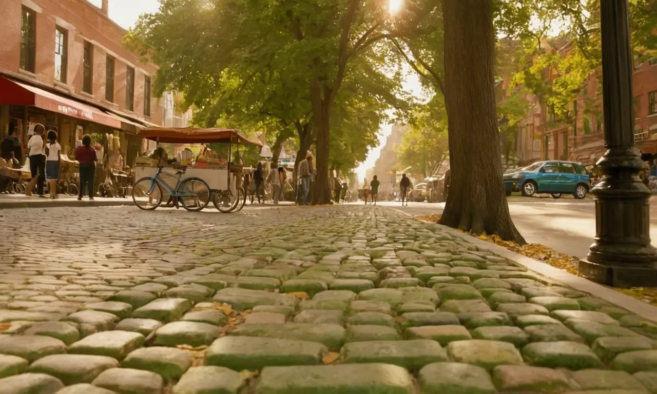 Une rue animée pleine de vie et de couleurs
