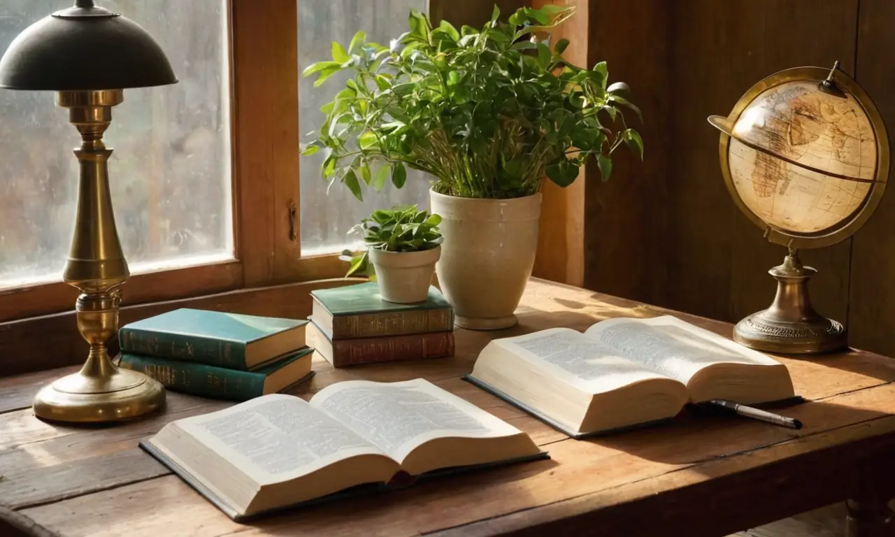 Une table en bois pleine de livres économiques