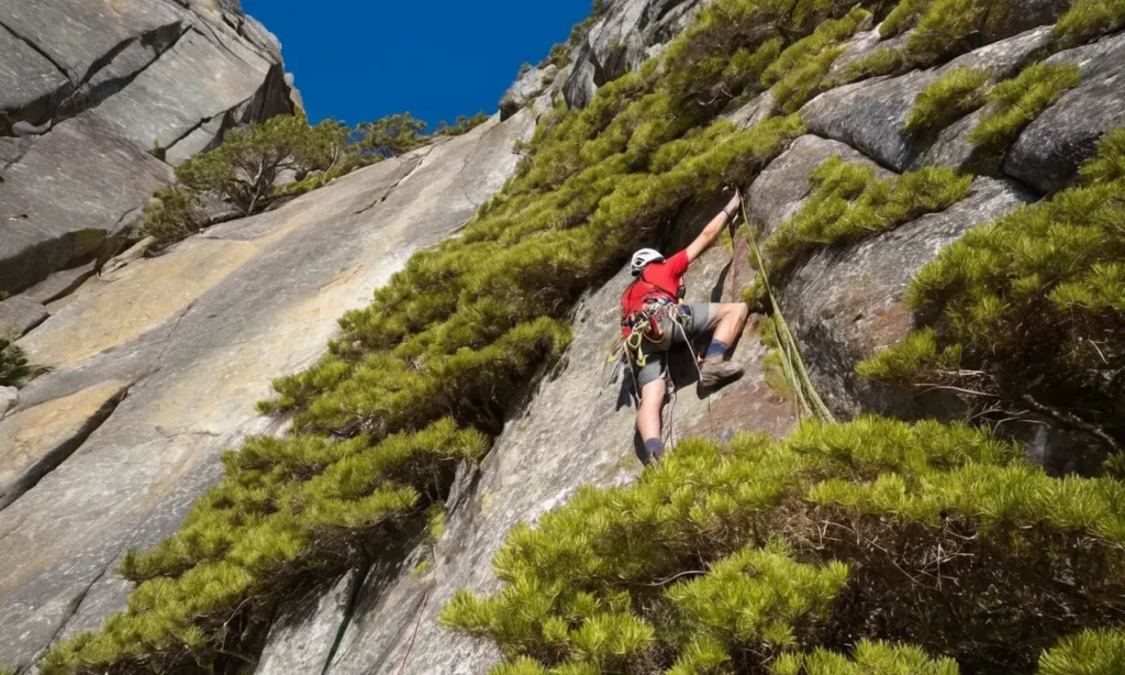 Escalade sur un rocher majestueux et difficile