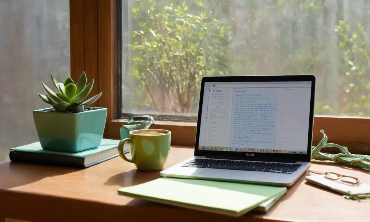Bureau en désordre avec lumière chaleureuse