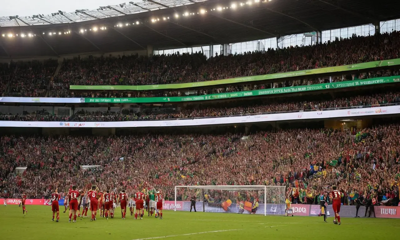 Stade de football animé, passion et technologie