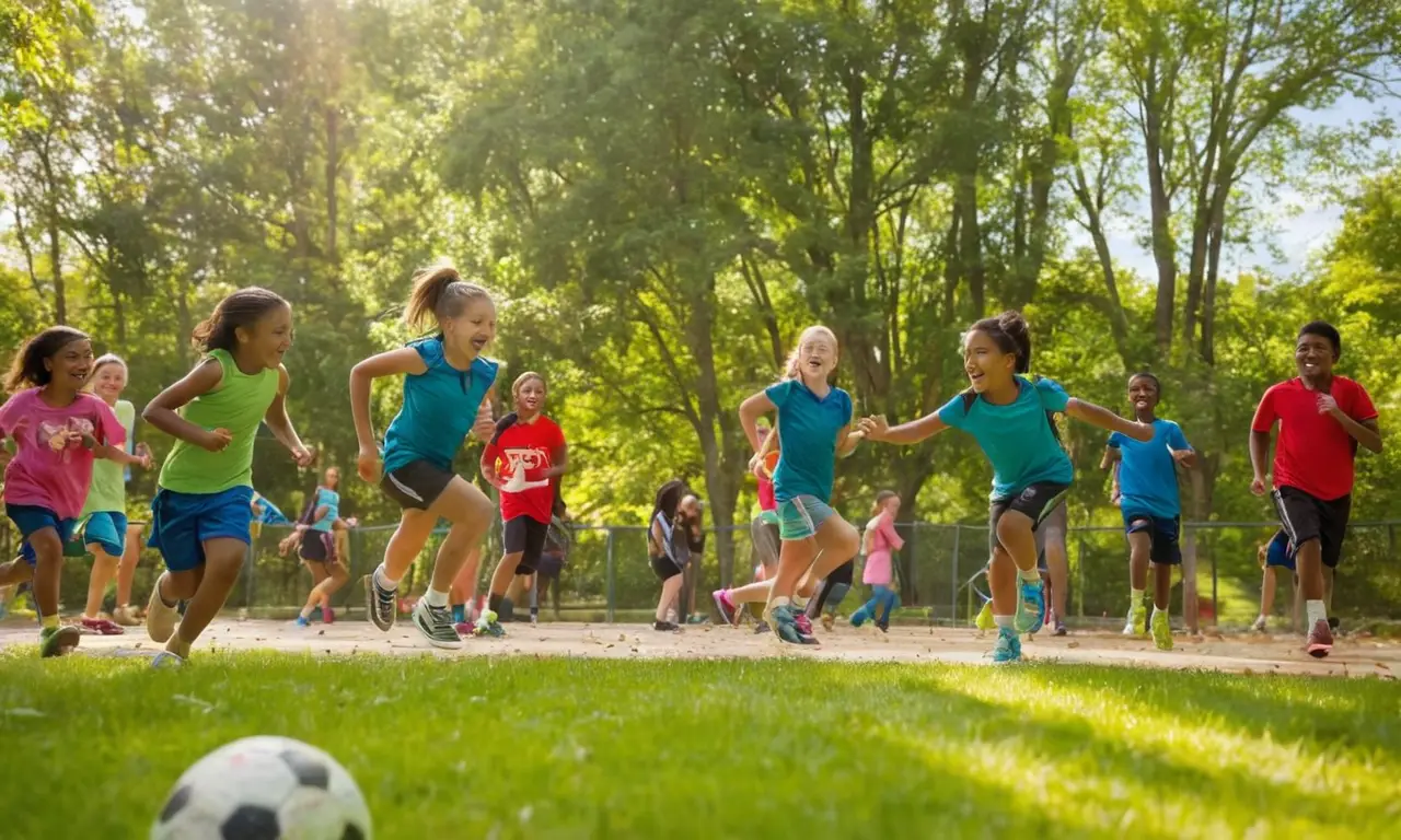 Enfants joyeux jouent dans un champ ensoleillé