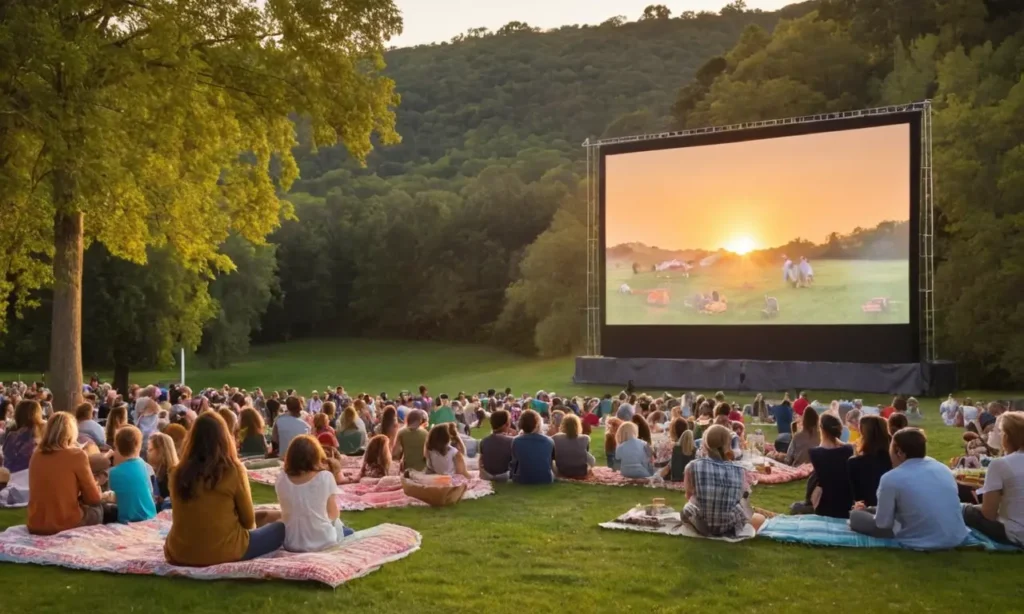 Cinéma en plein air avec ambiance chaleureuse