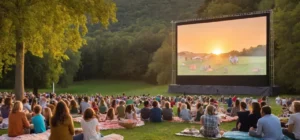 Cinéma en plein air avec ambiance chaleureuse