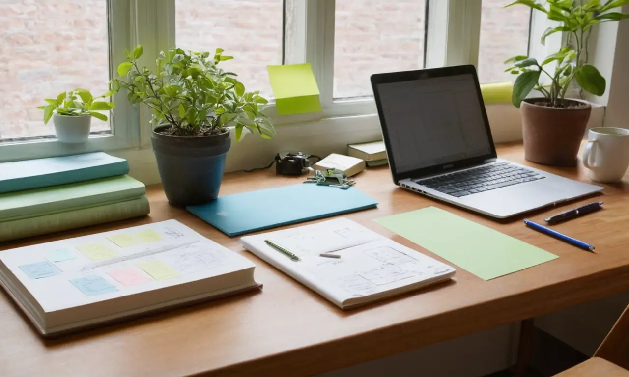 Espace de travail désordonné mais inspirant