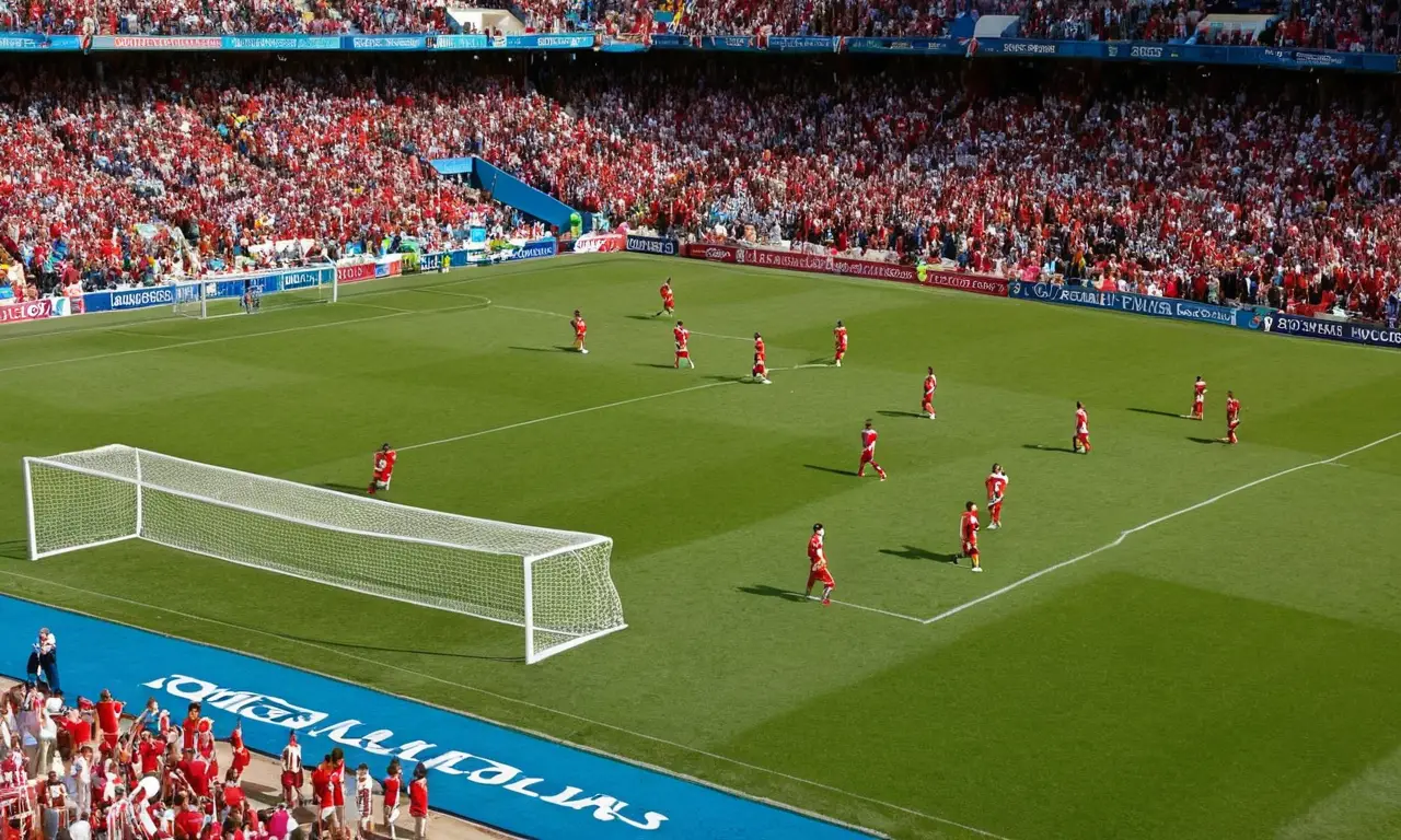 Stade de football vibrant, tension et anticipation