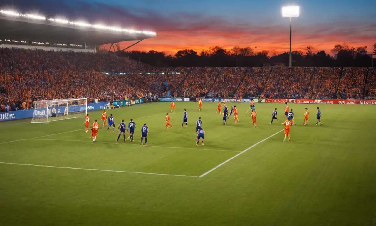 Match de football sous les lumières du stade