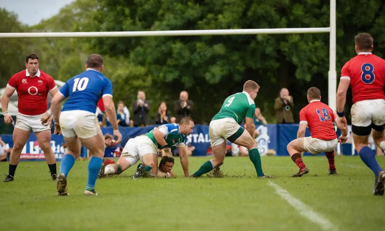 Terrain de rugby animé et coloré