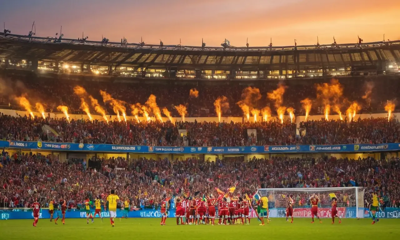 Stade vibrant, fans passionnés, énergie palpable