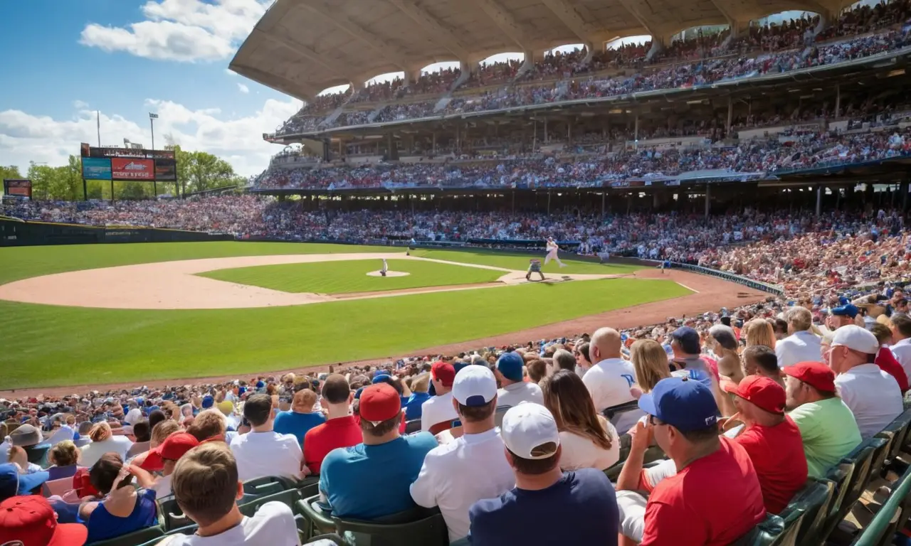 Stade de baseball animé avec fans enthousiastes