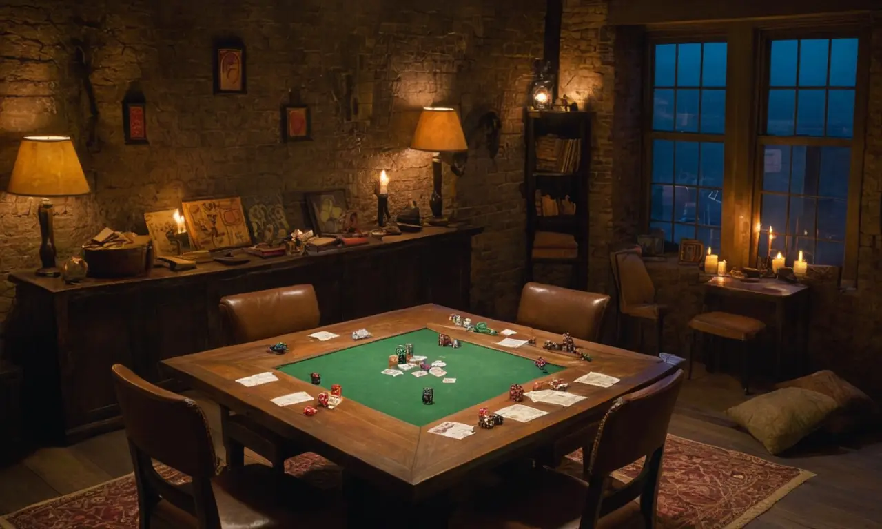 Une pièce sombre pleine de jeux de rôle