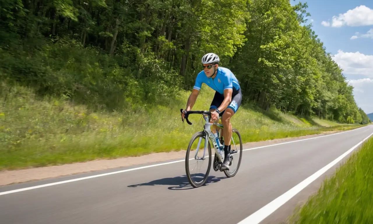 Une route paisible animée par des cyclistes