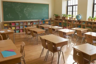 Salle de classe lumineuse et accueillante