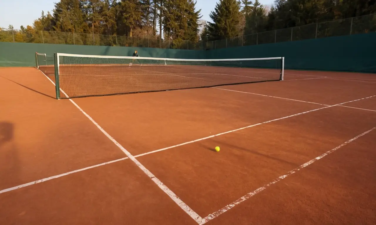 Un joueur de tennis au coucher du soleil