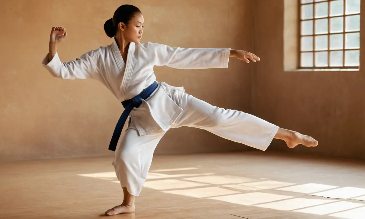 Artiste martial en action, muscle et concentration