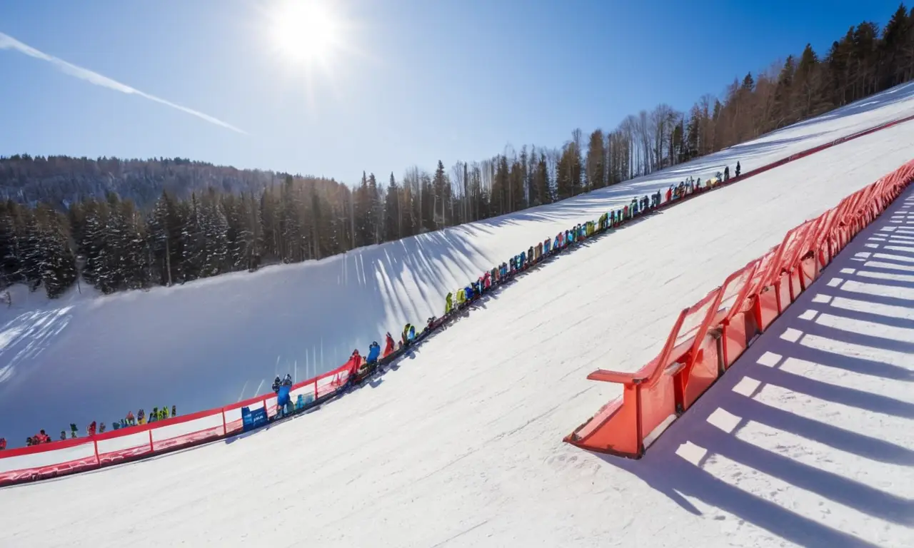 Saut à ski sur une colline enneigée