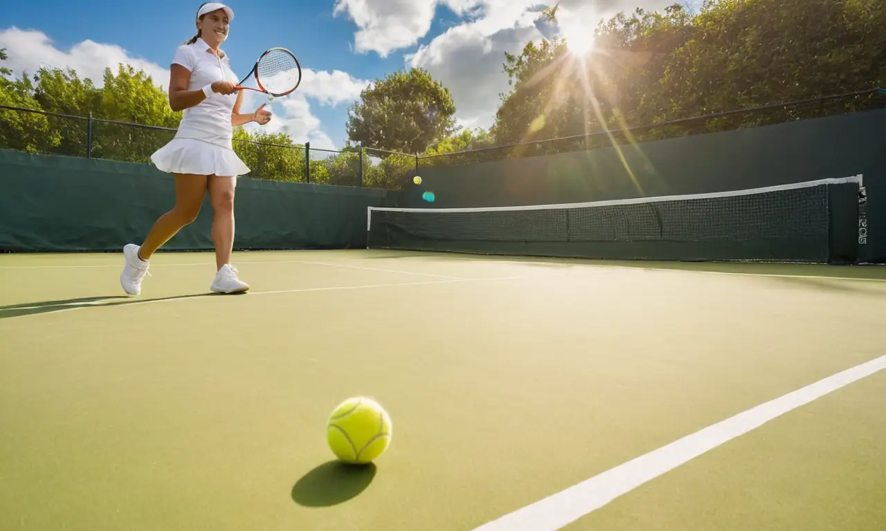 Court de tennis animé sous un ciel bleu